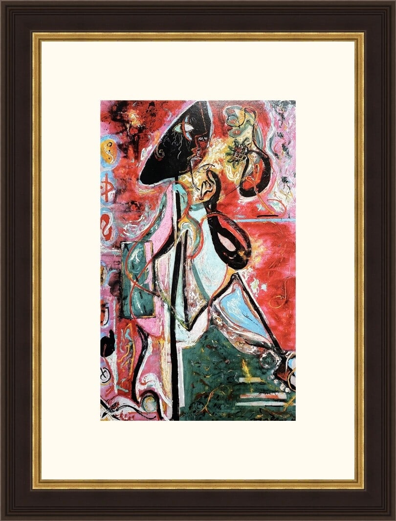 Jackson Pollock The Moon Woman Custom Framed Offset Lithograph 16 x 22: Jackson Pollock The Moon Woman Custom Framed Offset Lithograph 16 x 22 This stunning print titled 'The Moon Woman' by Jackson Pollock features a custom gallery framing that enhances its artistic appea