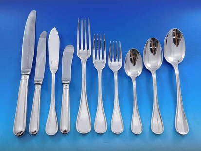 Christofle Albi Sterling Silver Flatware Set for 8 - 87 Pieces Art Deco France: Christofle Albi Sterling Silver Flatware Set for 8 - 87 Pieces Art Deco France Experience the elegance of the Albi flatware set by Christofle, renowned for its exquisite craftsmanship and timeless des