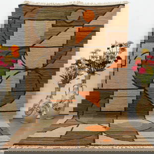 Picasso Inspired Handmade knoted Rug 98" x 197" Natural Wool: Picasso Inspired Handmade knoted Rug 98" x 197" Natural Wool PLEASE NOTE: Framed Large or heavy items do not have shipping costs included. The exact shipping cost will be added to your invoice post au
