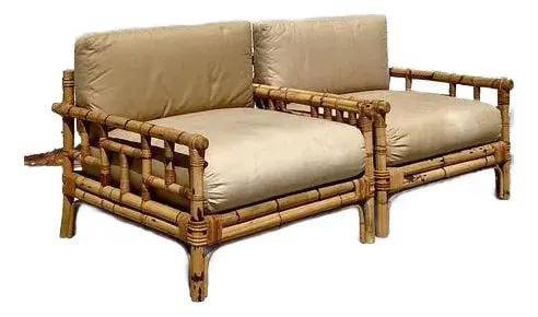 Pair of Vintage Italian Vivai Del Sud Bamboo Lounge Chairs: Pair of Vintage Italian Vivai Del Sud Bamboo Lounge Chairs Discover the sophisticated charm of this exquisite pair of Vintage Italian Vivai Del Sud Bamboo Lounge Chairs. Crafted with masterful bamboo