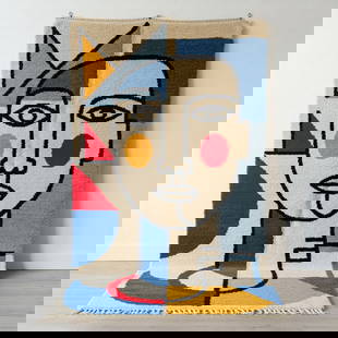 Picasso Inspired Handmade knoted Rug 108" x 217" Natural Wool: Picasso Inspired Handmade knoted Rug 108" x 217" Natural Wool PLEASE NOTE: Framed Large or heavy items do not have shipping costs included. The exact shipping cost will be added to your invoice post a