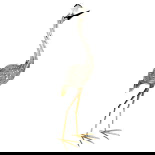 Licio Zanetti Murano Glass Gilt Bronze Crowned Crane Sculpture Set of 2: Licio Zanetti Murano Glass Gilt Bronze Crowned Crane Sculpture Set of 2 Experience the elegance of this stunning Murano Glass and Gilt Bronze "Crowned Crane" Sculpture by Licio Zanetti. This striking