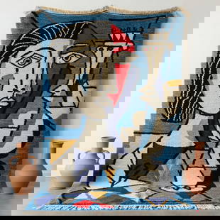 Picasso Inspired Handmade knoted Rug 118" x 236" Natural Wool: Picasso Inspired Handmade knoted Rug 118" x 236" Natural Wool PLEASE NOTE: Framed Large or heavy items do not have shipping costs included. The exact shipping cost will be added to your invoice post a