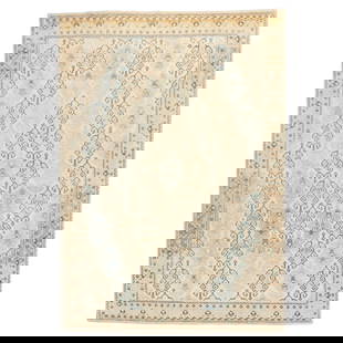 Mid 20th Century Persian Kashan Tabriz Wool Rug 49 x 66: Mid 20th Century Persian Kashan Tabriz Wool Rug 49 x 66 Discover this exquisite mid-20th century Persian Kashan rug, featuring a beautiful blend of beige, brown, and baby blue tones. Crafted from high