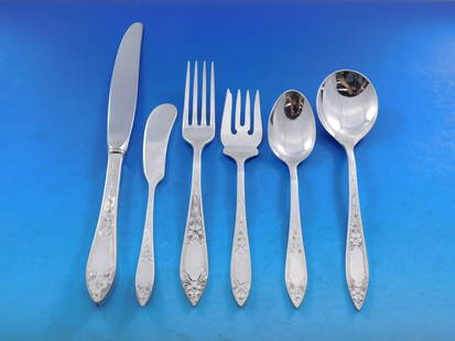 Stieff Lady Claire Sterling Silver Flatware Set 80 Pieces for 12: Stieff Lady Claire Sterling Silver Flatware Set 80 Pieces for 12 Elevate your dining experience with the exquisite Lady Claire by Stieff Sterling Silver Flatware Set, designed for service for 12. This