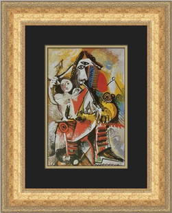 Pablo Picasso Muskateer and Cupid Custom Framed Print 19x16: Pablo Picasso Muskateer and Cupid Custom Framed Print 19x16 This exquisite custom framed print titled "Muskateer and Cupid" by Pablo Picasso showcases a captivating combination of Abstract Expressioni