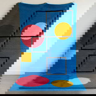 Picasso Inspired Handmade knoted Rug 69" x 138" Natural Wool: Picasso Inspired Handmade knoted Rug 69" x 138" Natural Wool PLEASE NOTE: Framed Large or heavy items do not have shipping costs included. The exact shipping cost will be added to your invoice post au