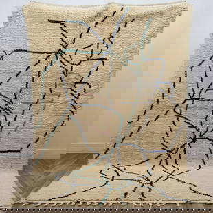 Picasso Inspired Handmade knoted Rug 39" x 79" Natural Wool: Picasso Inspired Handmade knoted Rug 39" x 79" Natural Wool PLEASE NOTE: Framed Large or heavy items do not have shipping costs included. The exact shipping cost will be added to your invoice post auc