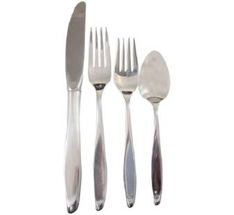 Gorham Aspen Sterling Silver Flatware Set for 12 - 53 Pieces Modern Design: Gorham Aspen Sterling Silver Flatware Set for 12 - 53 Pieces Modern Design Enhance your dining experience with the Aspen by Gorham Sterling Silver Flatware Set, designed for 12 and comprising 53 elega