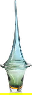 John-Richard Azure Blue Handblown Glass Sculpture 28.25" Art Nouveau: John-Richard Azure Blue Handblown Glass Sculpture 28.25" Art Nouveau This stunning Azure Blue Handblown Glass Statement Piece is a captivating sculpture that showcases exquisite craftsmanship. With a