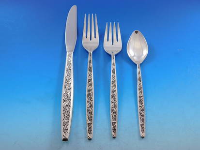 Valencia Sterling Silver Flatware Set for 12 by International Silver 48 Pieces: Valencia Sterling Silver Flatware Set for 12 by International Silver 48 Pieces Enhance your dining experience with the Valencia by International Sterling Silver Flatware Set, designed for 12 people an