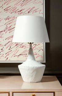 Bungalow Enny Lamp Contemporary Plaster White Finish 22.50H: Bungalow Enny Lamp Contemporary Plaster White Finish 22.50H Illuminate your space with the unique Enny Lamp, featuring a stylish plaster white finish. This contemporary lamp stands at a height of 22.5