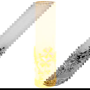 Baccarat Attributed Belle Epoque Four-Leaf Clover Ormolu Vase: Baccarat Attributed Belle Epoque Four-Leaf Clover Ormolu Vase This exquisite vase, attributed to Baccarat, showcases a stunning Belle Epoque design featuring a four-leaf clover motif. Crafted from fin