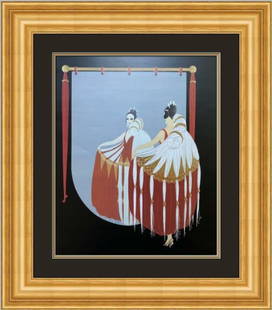 Erte The Mirror Art Deco Lithograph Custom Framed 25 x 29: Erte The Mirror Art Deco Lithograph Custom Framed 25 x 29 This exquisite piece titled "The Mirror" by renowned artist Erte showcases a stunning Art Deco style. It is a large print, custom framed, and