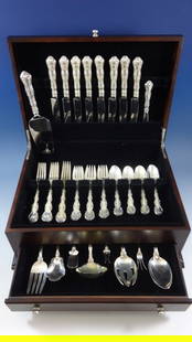 Gorham Strasbourg Sterling Silver Flatware Set for 8, 42 Pieces with Bonus Chest: Gorham Strasbourg Sterling Silver Flatware Set for 8, 42 Pieces with Bonus Chest Introducing the exquisite Strasbourg Sterling Silver Flatware Set by Gorham, designed for elegant dining experiences. T