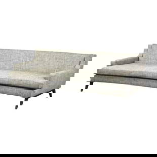 Ligne Roset Belem Triple Sofa Gray Mid-Century Modern 83.5x38x28: Ligne Roset Belem Triple Sofa Gray Mid-Century Modern 83.5x38x28 Experience mid-century modern elegance with the Ligne Roset Belem Triple Sofa in a stylish gray fabric. This spacious sofa features a s