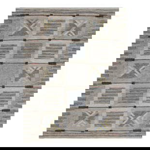 Contemporary Scandinavian Wool Rug 8'3 x 9'11 with Geometric Design: Contemporary Scandinavian Wool Rug 8'3 x 9'11 with Geometric Design Enhance your home decor with this sophisticated contemporary Scandinavian flatweave rug, meticulously crafted from organic wool. Fea