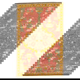 Zabihi Collection Antique Oushak Rug Hand-Knotted Wool 3'5" x 5'3" Turkey: Zabihi Collection Antique Oushak Rug Hand-Knotted Wool 3'5" x 5'3" Turkey Discover the exquisite beauty of this Antique Turkish Oushak Scatter Rug from the Zabihi Collection. This early 20th-century p