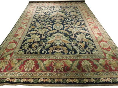 Handmade 8.11 x 13.5 Navy Blue Agra Rug - Timeless Elegance from India: Handmade 8.11 x 13.5 Navy Blue Agra Rug - Timeless Elegance from India Enhance your home decor with the stunning 8.11 x 13.5 Navy Blue Agra Rug. This exquisite handmade area rug showcases bold geometr