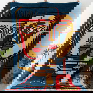 Picasso Inspired Handmade knoted Rug 118" x 236" Natural Wool: Picasso Inspired Handmade knoted Rug 118" x 236" Natural Wool PLEASE NOTE: Framed Large or heavy items do not have shipping costs included. The exact shipping cost will be added to your invoice post a