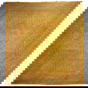 Antique Oushak Oversize Rug 13'2 x 17'3 Garden of Paradise Design Wool Turkish: Antique Oushak Oversize Rug 13'2 x 17'3 Garden of Paradise Design Wool Turkish This stunning oversize antique Turkish Oushak rug, crafted in the early 20th century, features a captivating 'Garden of P