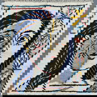 Picasso Inspired Handmade knoted Rug 98" x 197" Natural Wool: Picasso Inspired Handmade knoted Rug 98" x 197" Natural Wool PLEASE NOTE: Framed Large or heavy items do not have shipping costs included. The exact shipping cost will be added to your invoice post au