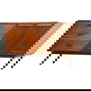 Mid-Century Modern 52" Walnut Credenza by Founders: Mid-Century Modern 52" Walnut Credenza by Founders This beautifully refinished mid-century modern walnut credenza by Founders offers a stylish addition to your home. Featuring three drawers and two do