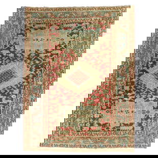 Antique Persian Heriz Scatter Rug 33 x 51 Handwoven Wool Cranberry Icy Blue: Antique Persian Heriz Scatter Rug 33 x 51 Handwoven Wool Cranberry Icy Blue This exquisite antique Persian Heriz scatter rug features a vibrant cranberry and icy blue color palette, showcasing traditi