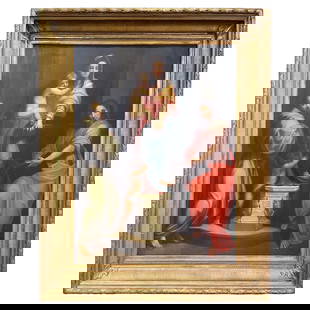 19th Century Italian Neoclassical Oil Painting Madonna of the Harpies: 19th Century Italian Neoclassical Oil Painting Madonna of the Harpies This exquisite 19th Century Italian oil painting titled "Madonna of the Harpies" is a remarkable representation of Neoclassical ar