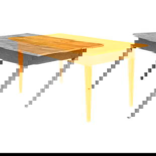 Chic Vintage Boho Farm Table with Wide Plank Design: Chic Vintage Boho Farm Table with Wide Plank Design This stunning vintage Boho Farm table showcases a chic wide plank design, featuring exquisite wood grain details that highlight its rustic charm. Pe