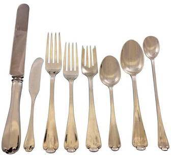 Tiffany & Co Flemish Sterling Silver Flatware Set 104 pcs for 12 with Storage Chest: Tiffany & Co Flemish Sterling Silver Flatware Set 104 pcs for 12 with Storage Chest This exquisite Flemish pattern flatware set from Tiffany & Co. is crafted from sterling silver and designed for eleg