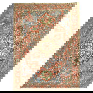 Zabihi Collection 10x14 Persian Heriz Hand-Woven Wool Rug: Zabihi Collection 10x14 Persian Heriz Hand-Woven Wool Rug Discover the exquisite Zabihi Collection Persian Heriz rug, boasting a generous size of 9'11" x 14'1". This rare early 20th-century piece, cra