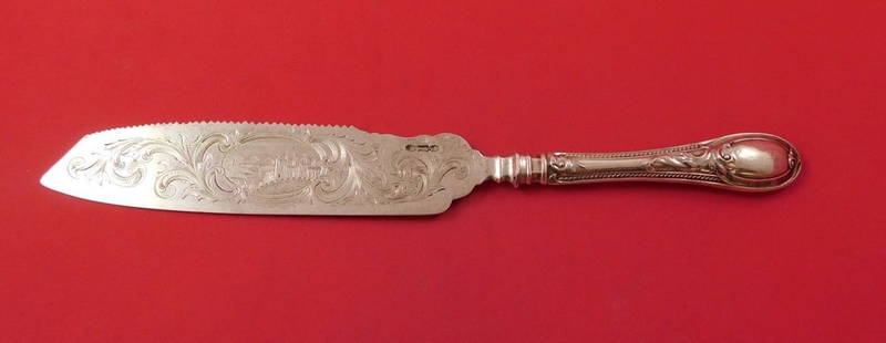 Tifft & Whiting Olive Sterling Silver Cake Saw 10.5" Engraved Castle Mountains: Tifft & Whiting Olive Sterling Silver Cake Saw 10.5" Engraved Castle Mountains This exquisite cake saw from Tifft & Whiting features a beautiful Olive pattern and is crafted from high-quality sterling