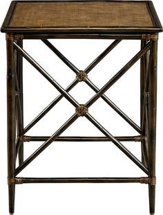 Port Eliot Regency Style Espresso Side Table Leather Wrapped Rattan: Port Eliot Regency Style Espresso Side Table Leather Wrapped Rattan This Regency Style Side Table features a rich espresso finish, perfect for enhancing your home decor. Crafted with a leather-wrapped