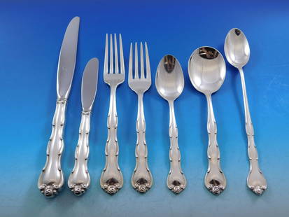 Gorham Rondo Sterling Silver Flatware Set 93 Pieces for 12 Guests: Gorham Rondo Sterling Silver Flatware Set 93 Pieces for 12 Guests Elevate your dining experience with this exquisite Rondo by Gorham Sterling Silver Flatware Set. This monumental collection comprises