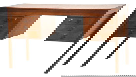 1960s Danish Modern Teak Desk by Domino Mobler: 1960s Danish Modern Teak Desk by Domino Mobler This stunning mid-century modern desk, crafted by Domino Mobler, showcases the timeless elegance of Danish design. Made from high-quality teak, this desk