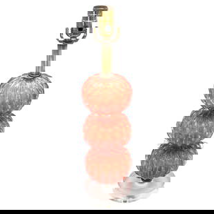 Barovier & Toso Pulegoso Orange Murano Glass Lamp Mid-Century Modern: Barovier & Toso Pulegoso Orange Murano Glass Lamp Mid-Century Modern Introducing the Barovier & Toso Pulegoso Orange Murano Glass & Lucite Stacked Orb Column Lamp, a stunning piece of Mid-Century Mode
