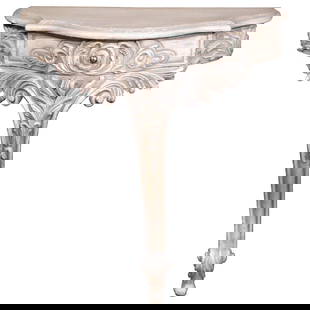 Antique Early 20th Century French Louis XV Carved Wall Bracket: Antique Early 20th Century French Louis XV Carved Wall Bracket This exquisite Early 20th Century French Louis XV carved painted wall hanging bracket is a true testament to craftsmanship. Measuring 26