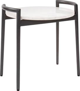 Howard Elliott Round Marble Top Side Table 20.5H 20.5W Contemporary Matte White: Howard Elliott Round Marble Top Side Table 20.5H 20.5W Contemporary Matte White Enhance your living space with this Chic Round Marble Top Side Table. This contemporary-style table features a beautiful