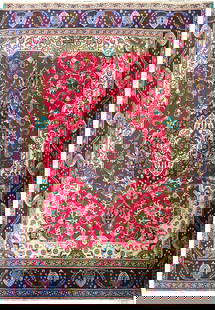 9.5 x 12.9 Persian Semi-Antique Tabriz Wool Rug: 9.5 x 12.9 Persian Semi-Antique Tabriz Wool Rug This exquisite Persian Semi-Antique Tabriz rug measures 9.5 x 12.9 feet and is crafted from high-quality wool. The intricate designs and rich colors typ