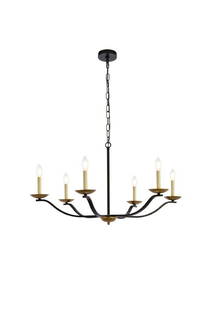 Elegant 6-Light Black Brass Chandelier by Living District: Elegant 6-Light Black Brass Chandelier by Living District Elevate your space with this stunning Black Brass Candlestick Chandelier, designed in the style of wrought iron to complement farmhouse and mi