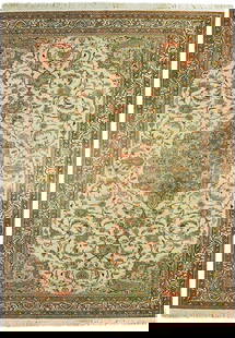 Handcrafted 6' x 9' 4" Semi Antique Persian Tabriz Rug: Handcrafted 6' x 9' 4" Semi Antique Persian Tabriz Rug This exquisite 6' x 9' 4" semi-antique Persian Tabriz rug is handcrafted by skilled Persian artisans, showcasing traditional Persian designs that