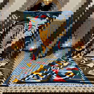 Picasso Inspired Handmade knoted Rug 157" x 315" Natural Wool: Picasso Inspired Handmade knoted Rug 157" x 315" Natural Wool PLEASE NOTE: Framed Large or heavy items do not have shipping costs included. The exact shipping cost will be added to your invoice post a