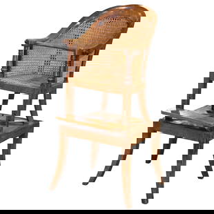 19th Century French Louis Philippe Walnut High Chair with Cane and Footrest: 19th Century French Louis Philippe Walnut High Chair with Cane and Footrest This exquisite 19th-century French Louis Philippe high chair combines elegance and functionality, perfect for adding charm t