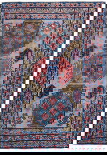 Antique Caucasian Kazak Rug 4.2 x 5.7 Handwoven Wool Vintage: Antique Caucasian Kazak Rug 4.2 x 5.7 Handwoven Wool Vintage Discover the exquisite charm of the 4' x 6' Antique Caucasian Kazak Rug, a stunning piece that encapsulates the rich heritage of the Caucas