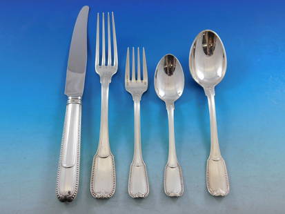 Joubert Christofle Sterling Silver Flatware Set 66 pcs in Fitted Chest: Joubert Christofle Sterling Silver Flatware Set 66 pcs in Fitted Chest Discover the exquisite Joubert by Christofle Sterling Silver Flatware Service Set, a stunning collection of 66 pieces crafted in