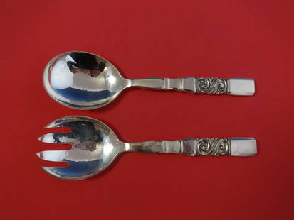 Georg Jensen Scroll Sterling Silver Salad Serving Set 2pc 8 1/8": Georg Jensen Scroll Sterling Silver Salad Serving Set 2pc 8 1/8" This exquisite Scroll by Georg Jensen Sterling Silver Salad Serving Set features a complete 2-piece collection, including a salad servi