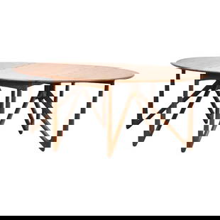 Kurt Ostervig Mid Century Oval Teak Dining Table 77.25" Extendable: Kurt Ostervig Mid Century Oval Teak Dining Table 77.25" Extendable This exquisite mid-century modern oval dining table, designed by Kurt Ostervig, showcases a stunning teak wood construction with two