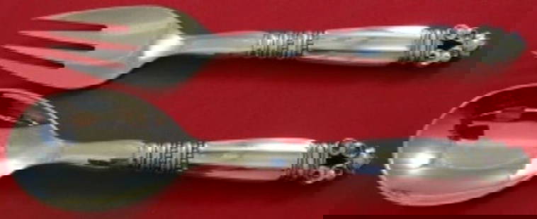 Georg Jensen Acorn Sterling Silver Salad Serving Set 8 1/2": Georg Jensen Acorn Sterling Silver Salad Serving Set 8 1/2" This elegant 2-piece salad serving set from the renowned Acorn pattern by Georg Jensen is crafted entirely from sterling silver, showcasing