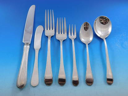 Tuttle Feather Edge Sterling Silver Flatware Set 93 Pieces for 12: Tuttle Feather Edge Sterling Silver Flatware Set 93 Pieces for 12 This exquisite Feather Edge flatware set by Tuttle is crafted from sterling silver and designed to serve 12 guests, comprising a total